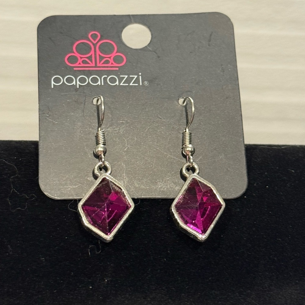 Paparazzi Pink and Silver Geometric Drop Earrings